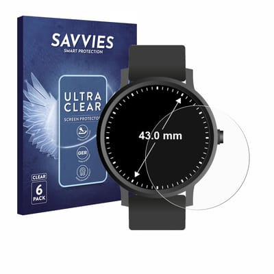 Savvies - Screenprotector voor Horloges (Rond, ø: 43 mm) - Folie Beschermfolie transparant 6 Stuks