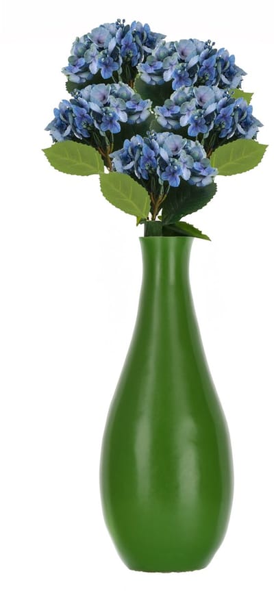 Chaks Kunstbloem Hortensia tak - 5x - blauw - 35 cm - losse steel - Kunst zijdebloemen