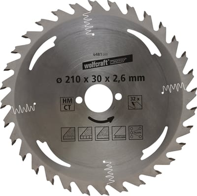 wolfcraft - Cirkelzaagblad 210x30mm - 32 Tanden - Zaagblad voor Cirkelzaag - Serie Zilver - 6481000