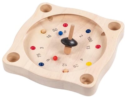 ROULETTE vierkant 22x22cm, rubberboomhout, 6+