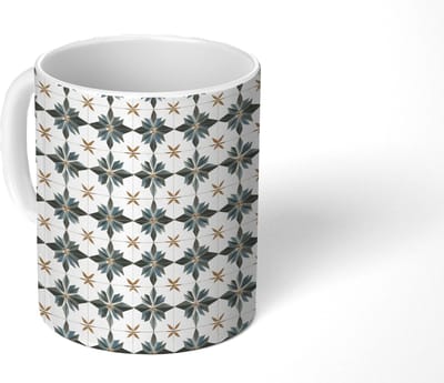 Mok - Koffiemok - Sierlijk - Ornament - Blauw - Mokken - 350 ML - Beker - Koffiemokken - Theemok