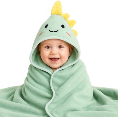 Zachte en Absorberende Baby Badcape 80 x 80 cm met Koraal Fleece Kap voor Pasgeborenen en Peuters, Ideaal voor Badderen en Inwikkelen