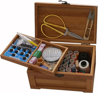 Houten Naaibox - Naaikist Naaidoos - Naaibenodigdheden Opbergen - Grote Capaciteit - 20 x 12.5 x 11 cm - Niet gespecificeerd