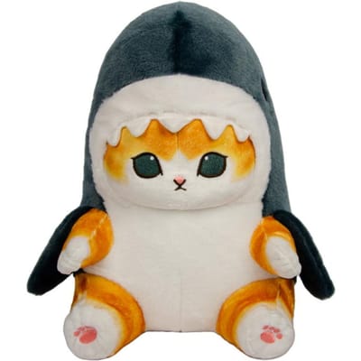 20cm Schattige Haai Kat Pluche Speelgoed Pop Japanse Populaire Cartoon Haai Kat Pop Kussen Cadeau Voor Kinderverjaardag beige