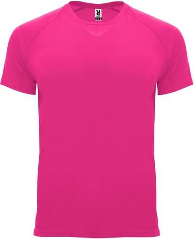 Fluorescent Donkerroze 2 Pack Kinder unisex sportshirt korte mouwen Bahrain merk Roly 4 jaar 98-104