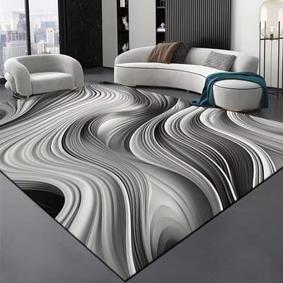 Luxe Zwarte Streep Groot Woonkamer Tapijt Senior Rib Decoratie Salon Sofa Gebiedskleed Luxe Hal Tapijten Wasbare Vloermat 100*200cm