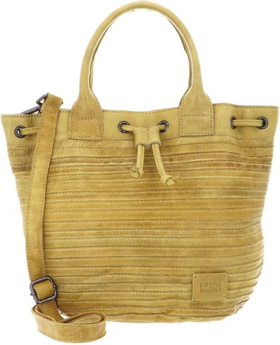 FREDsBRUDER Leren Handtas Schoudertas Little Fat Friend Hand Bag Lemon Mosterdgeel