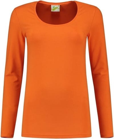 Bodyfit dames shirt met lange mouwen XL oranje