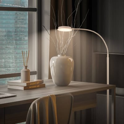 BRILONER Megg - LED Vloerlamp – dimbaar & zwenkbaar – 125.5 cm hoog – warm wit licht – moderne staande lamp – leeslamp voor woonkamer – beige