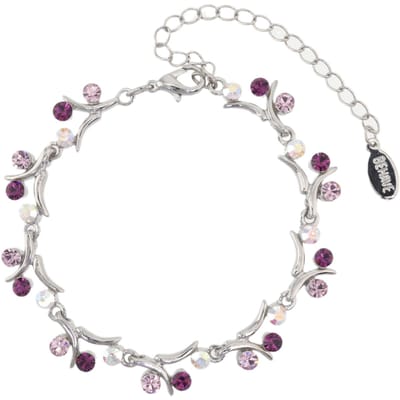 Behave - Zilverkleurige armband - Paarse kristallen - Feestelijke stijl