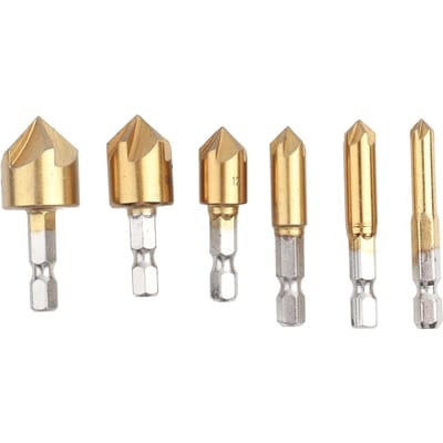 6 stuks HSS Afschuinhoofdborstel 1/4  Zeskantige Schacht 90 Graden Hout Afschuinfrees 6mm19mm