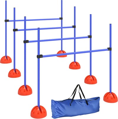 Pawhut pet agility set - kunststof - 124x19,5x103 cm - blauw