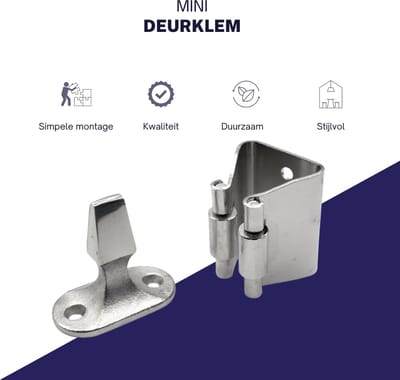 Deurvastzetter Mini - Deurklem - 29mm - Rvs 304 gepolijst - Deurvastzetters Voor Buiten