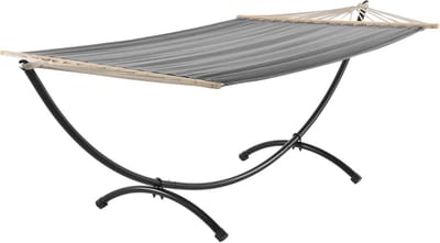 Katoenen hangmat met standaard 290x150 cm in grijs