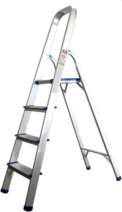 Aluminium Steekladder met 4 Treden - Lichtgewicht en Inklapbaar