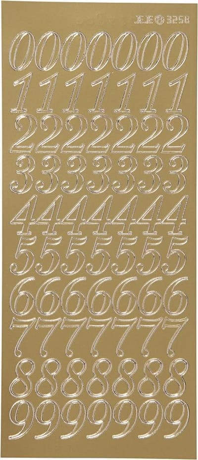 Stickers Goud - Cijfers - Zelfklevende-Stickers - Feest & Scrapbooking - DIY-Plakstickers - 10x23 cm - 1 Stickervel