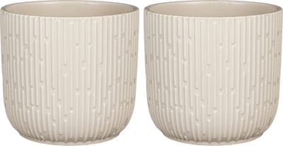 Mica Decorations Plantenpot/bloempot - 2x stuks - keramiek - mat wit - D17.5/H16 cm