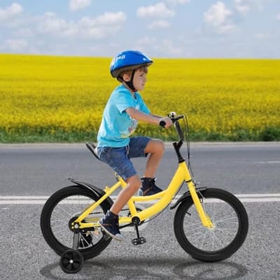 16 Inch Kinderfiets voor Jongens en Meisjes - Verstelbaar met Spatborden en Kettingafdekking - Ideaal voor Kinderen van 5 tot 8 Jaar