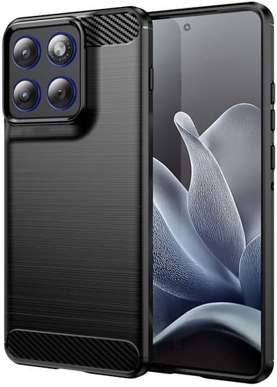 Geborsteld TPU Hoesje Geschikt voor Motorola Edge 70 - Beschermhoes - Back Cover - Case Flexibel TPU - Stijlvol Carbon - Dun - Zwart