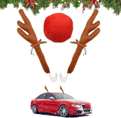 Rendier kostuum voor auto, kerstversiering voor voertuigen, decoratieve rendier accessoires voor SUV, bestelwagen en vrachtwagen