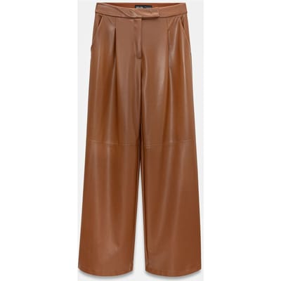 Hoge Taille Brede Pijpen Neplederen Broek