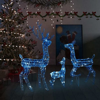 vidaXL - Kerstversiering - rendierfamilie - 300 - LED's - blauw - acryl