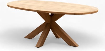 Belito® Teak ovale tuintafel 200 cm - Kruispoot - Weerbestendig - Teakhout