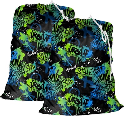 Wasmand met Trekkoord - Opbergzak - Speelgoed Opbergen - Machinewasbaar - 50 x 70 cm - Skateboard