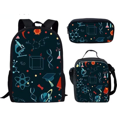Klassiek Populair Grappig Wetenschapper Experiment 3D Print 3 stuks/Set leerling Schooltassen Laptop Dagrugzak Rugzak Lunchtas Etui