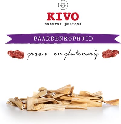 Kivo Petfood Hondensnack Paardenkophuid gezaagd 200 gram - Graanvrij en Glutenvrij