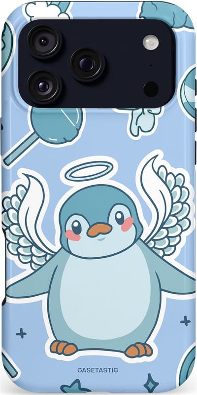 Casetastic hoesje geschikt voor Apple iPhone 17 Pro Max - MagSafe - Dubbellaagse bescherming - Pinguin vleugels - Fashion Case - Lichtblauw Lichtgrijs Wit