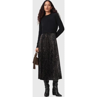 AllSaints Evia Dress Black/fango Green Taglia: S | Abiti Midi Outlet | Donna | Verde