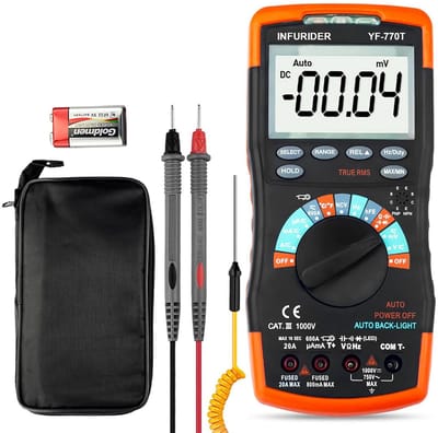 Digitale Multimeter 6000 Tellingen TRMS Auto Ranging, AC/DC Amp Ohm Voltmeter met Thermometer en Achtergrondverlichting