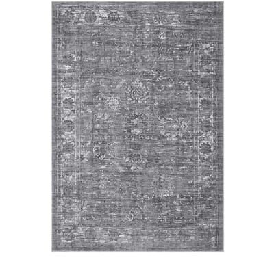 Vintage Vloerkleed 240x340 cm - Wasbaar & Vlekbestendig - Antislip Tapijt voor Woonkamer - Grijs