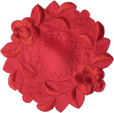 Set van 6 Retro Kant Onderzetters, Bohemian Decoratie voor Keuken en Woonkamer, Macramé Coasters met Geborduurde Bloemen en Rond Design