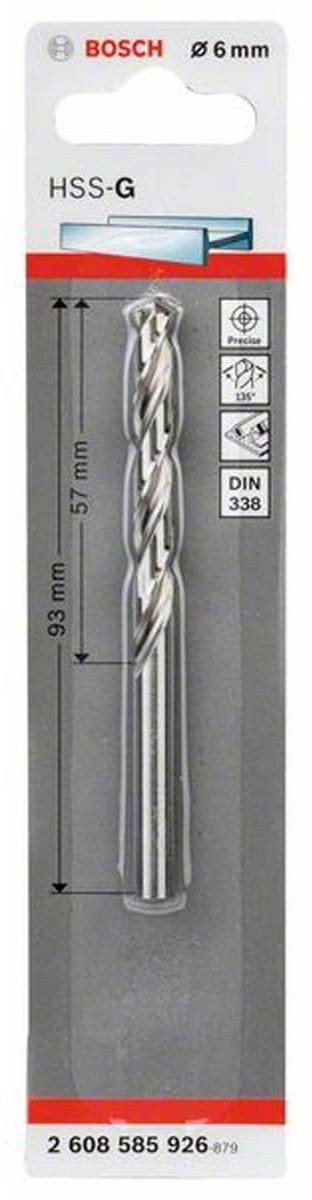 Bosch - Metaalboren HSS-G, Standard 6 x 57 x 93 mm