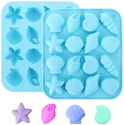 Allecto - Chocolade Mal - Silicone Mallen voor Snoep - Blauw - Zeeschelp en Zeester - Perfect voor Cake Decoratie - DIY Bakken
