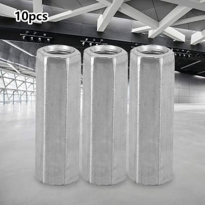 Dailygoods- Zeshoekige Moer M8 - 10 Stuks - Verzinkt Koolstofstaal - Lange Staaf - Schroefdraadmoeren - Corrosiebestendig - Zeshoekig - Moeren