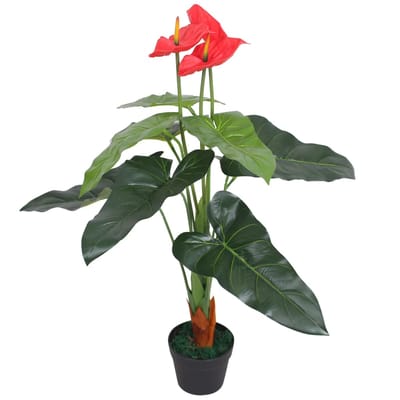 vidaXL - Kunst - anthurium - plant - met - pot - 90 - cm - rood - en - geel