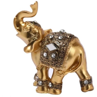 Gouden Hars Olifantenbeeld Feng Shui Elegante Olifant Slurf Sculptuur Geluk Rijkdom Beeldje Ambachten Ornamenten Voor Huisdecoratie brown