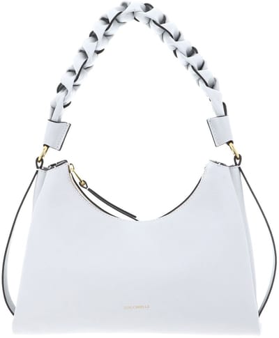 COCCINELLE Leren schoudertas Boheme Grana Double Shoulder Bag Snow / Greenery Lichtblauw