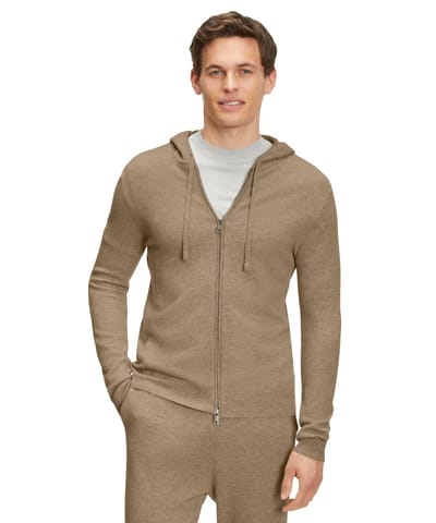 FALKE Luxury Hooded Zip jacket hoge kwaliteit comfortabel kasjmier sweater heren bruin - maat S