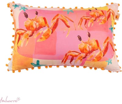 Imbarro Fashion & Home kussen crabs 40 x 60 cm roze oranje geel