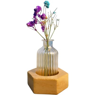Clip Vase à Fleurs pour Bouche d'Aération de Voiture Hêtre Console Centrale Vase Décoratif Hydroponique Décoration Intérieure de Voiture Short beige
