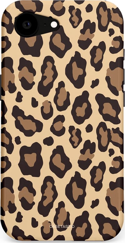 Casetastic hoesje geschikt voor Apple iPhone 16e / Apple iPhone 17e - MagSafe - Dubbellaagse bescherming - Wilde Panter - Fashion Case - Zwart Taupe Crème