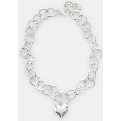 Stradivarius Ketting met hartbedel  Grijs OS