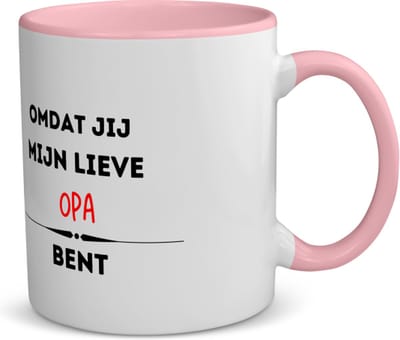 Akyol - omdat jij mijn lieve opa bent koffiemok - theemok - roze - Opa - de liefste opa - verjaardag - cadeautje voor opa - kado - geschenk - 350 ML inhoud