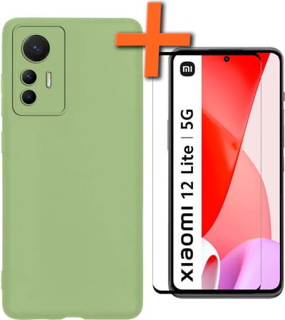 Hoesje Geschikt voor Xiaomi 12 Lite Hoesje Siliconen Cover Case Met Screenprotector - Hoes Geschikt voor Xiaomi 12 Lite Hoes Back Case - Groen