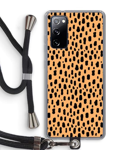 Case Company® - Hoesje met koord geschikt voor Samsung Galaxy S20 FE / S20 FE 5G hoesje met Koord - Panter - Telefoonhoesje met Zwart Koord - Bescherming aan alle Kanten en Over de Schermrand