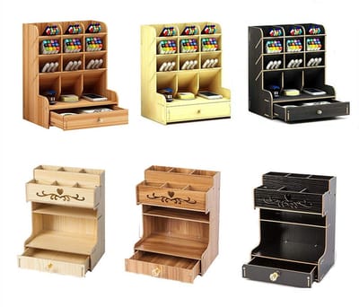 Dailygoods- Bureau-Organizer Hout - Multifunctioneel - Organizer met Lades - Vakken voor Kantoorbenodigdheden - Eenvoudig te Monteren - Modern Design - Kantoororganizer